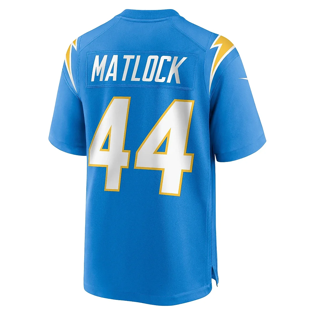 Zennovawear Men's Los Angeles Chargers Scott Matlock Powder Blue Team Game Jersey