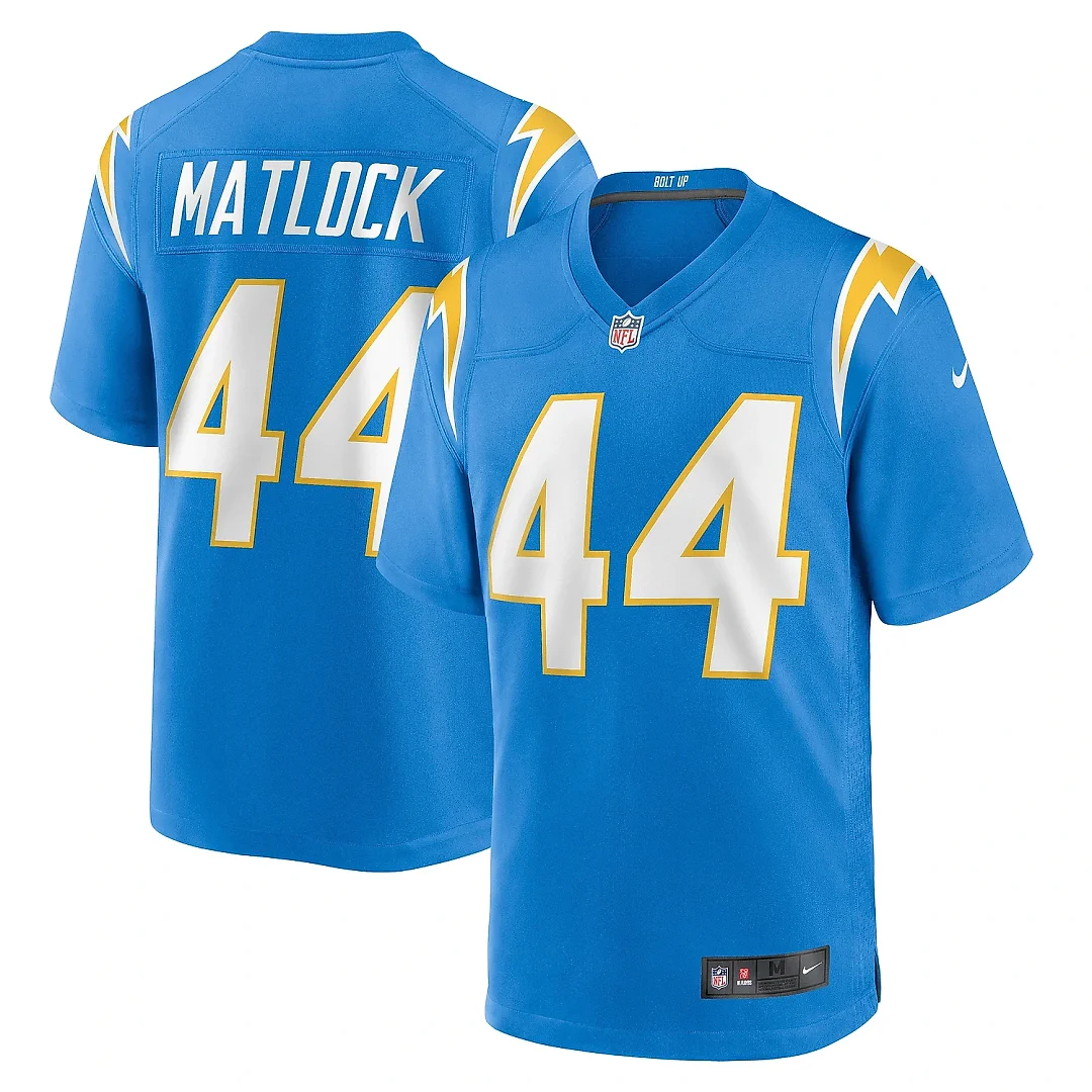 Zennovawear Men's Los Angeles Chargers Scott Matlock Powder Blue Team Game Jersey