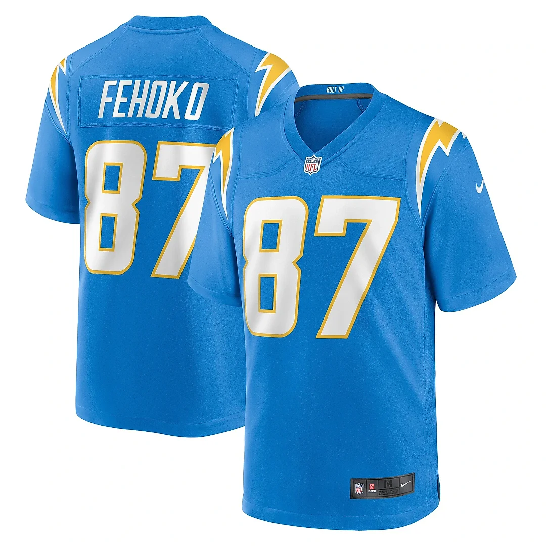Zennovawear Men's Los Angeles Chargers Simi Fehoko Powder Blue Game Jersey