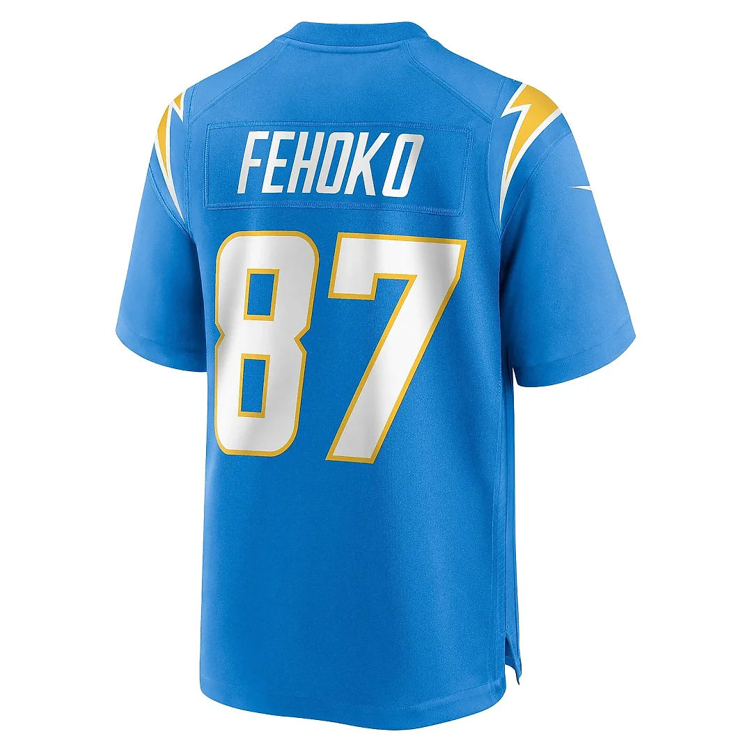 Zennovawear Men's Los Angeles Chargers Simi Fehoko Powder Blue Game Jersey