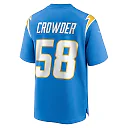 Zennovawear Men's Los Angeles Chargers Tae Crowder Powder Blue Team Game Jersey