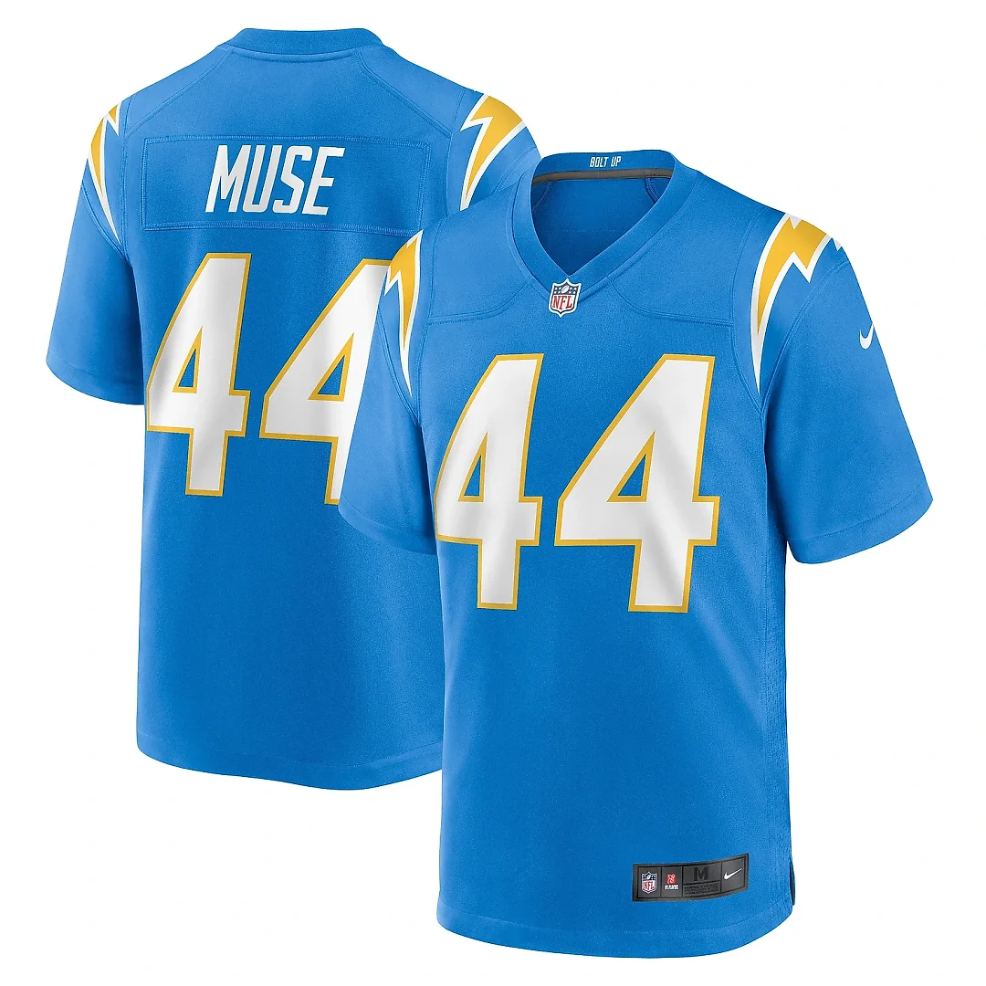 Zennovawear Men's Los Angeles Chargers Tanner Muse Powder Blue Team Game Jersey