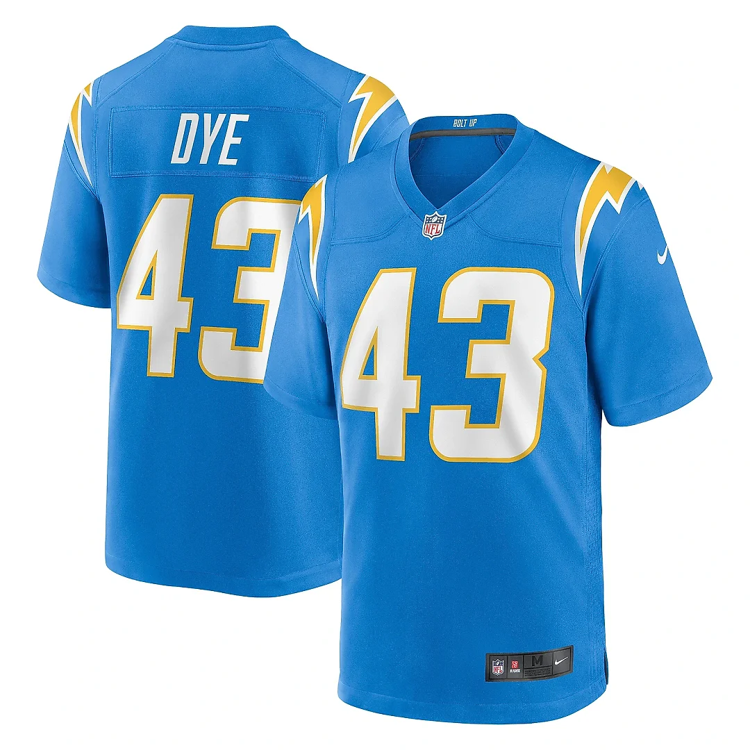 Zennovawear Men's Los Angeles Chargers Troy Dye Powder Blue Game Jersey