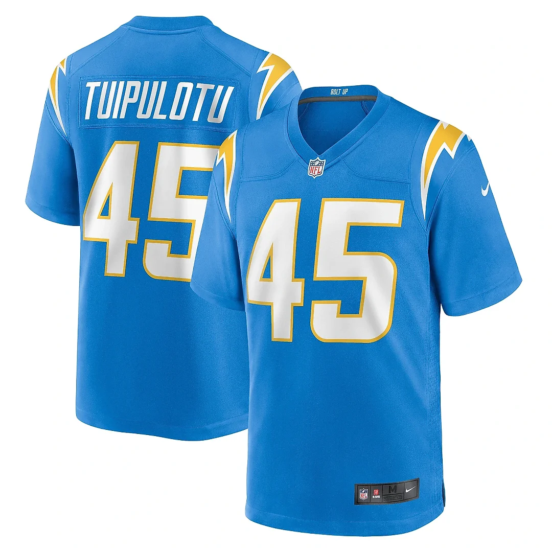 Zennovawear Men's Los Angeles Chargers Tuli Tuipulotu Powder Blue Team Game Jersey