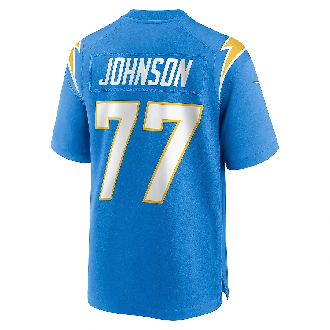 Zennovawear Men's Los Angeles Chargers Zion Johnson Powder Blue Player Game Jersey