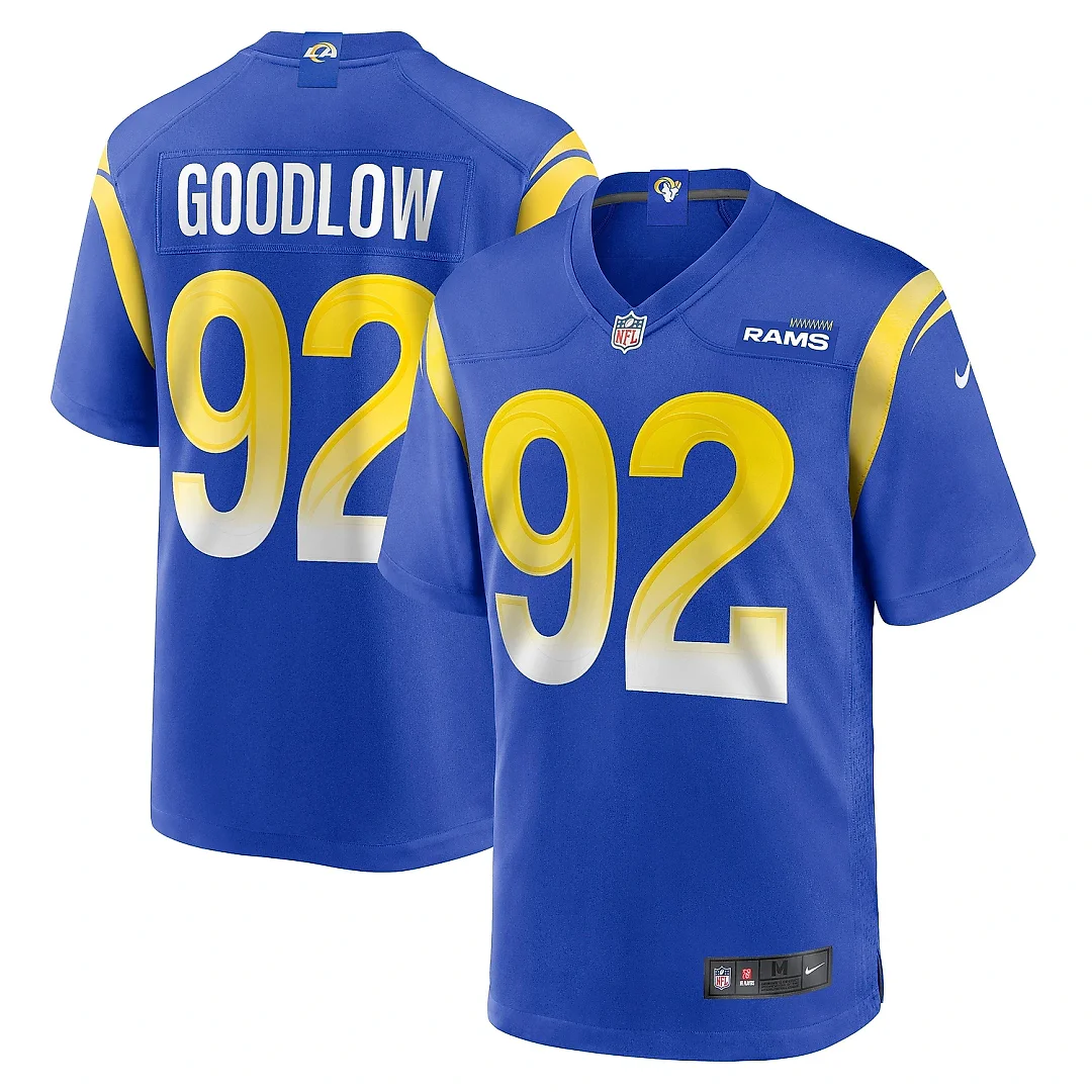 Zennovawear Men's Los Angeles Rams Anthony Goodlow Royal Game Jersey