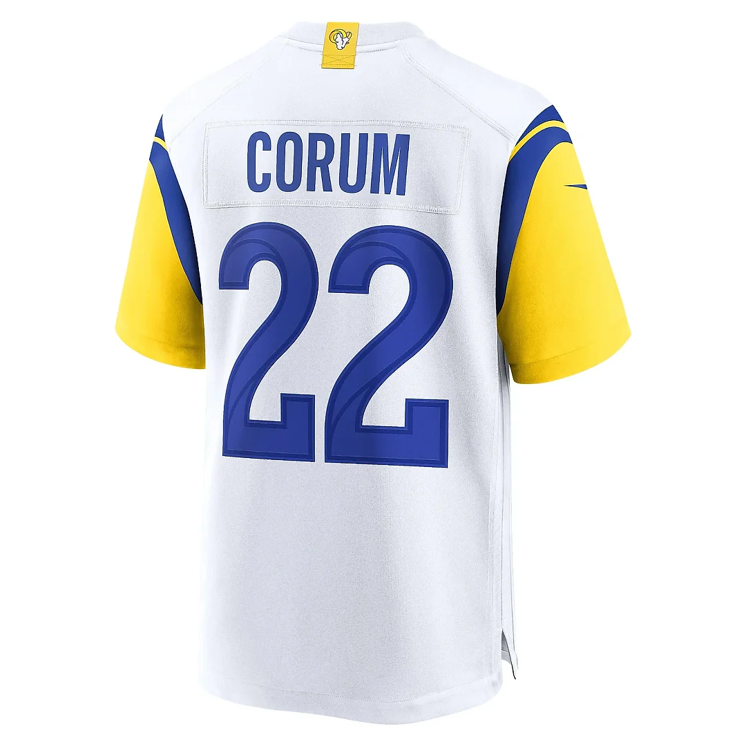 Zennovawear Men's Los Angeles Rams Blake Corum White Game Jersey