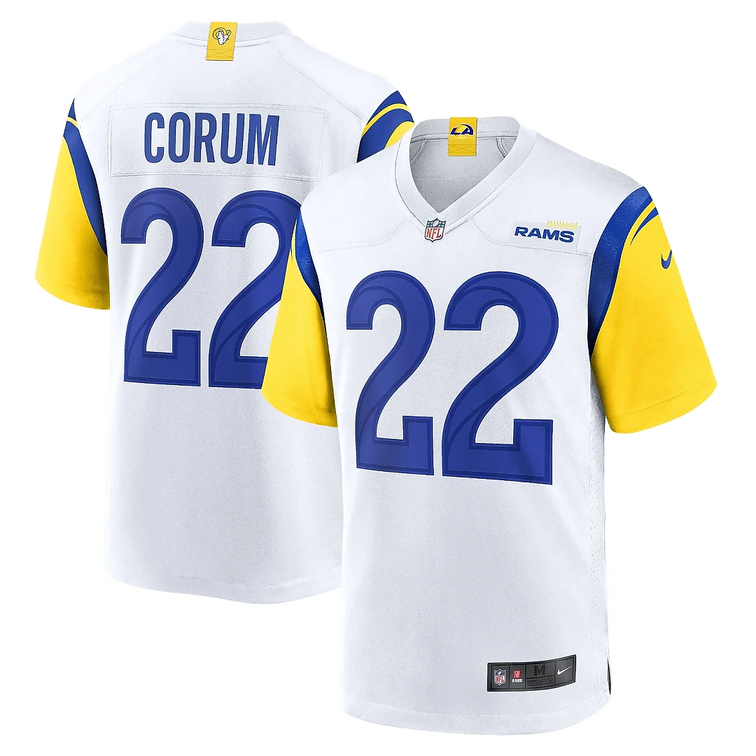 Zennovawear Men's Los Angeles Rams Blake Corum White Game Jersey