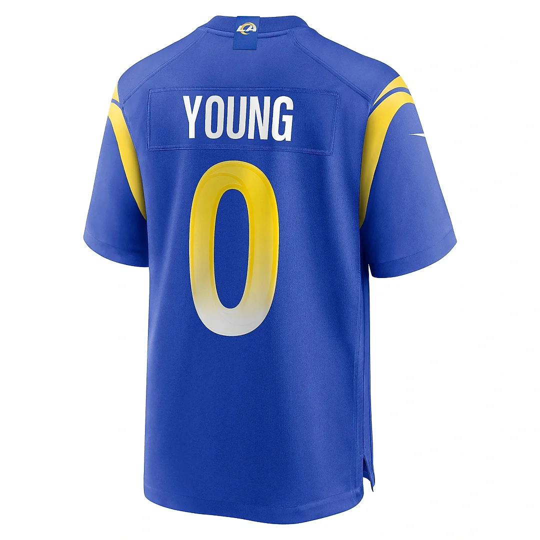 Zennovawear Men's Los Angeles Rams Byron Young Royal Home Game Jersey