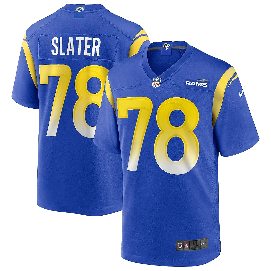 Zennovawear Men's Los Angeles Rams Jackie Slater Royal Game Retired Player Jersey
