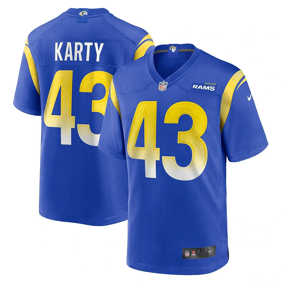 Zennovawear Men's Los Angeles Rams Joshua Karty Royal Team Game Jersey