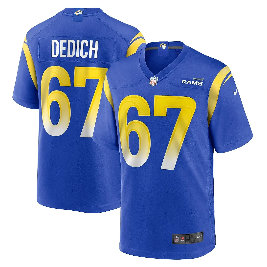 Zennovawear Men's Los Angeles Rams Justin Dedich Royal Game Jersey