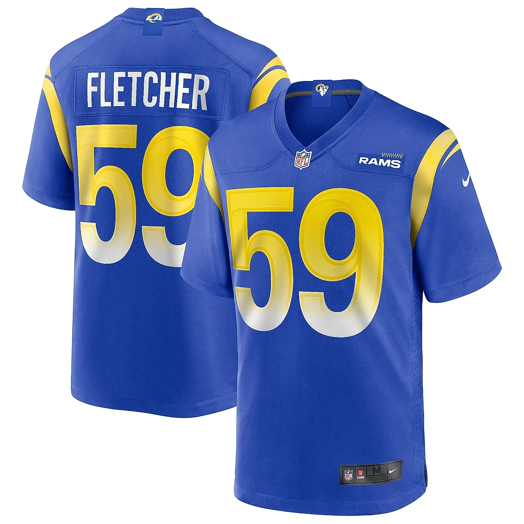 Zennovawear Men's Los Angeles Rams London Fletcher Royal Game Retired Player Jersey