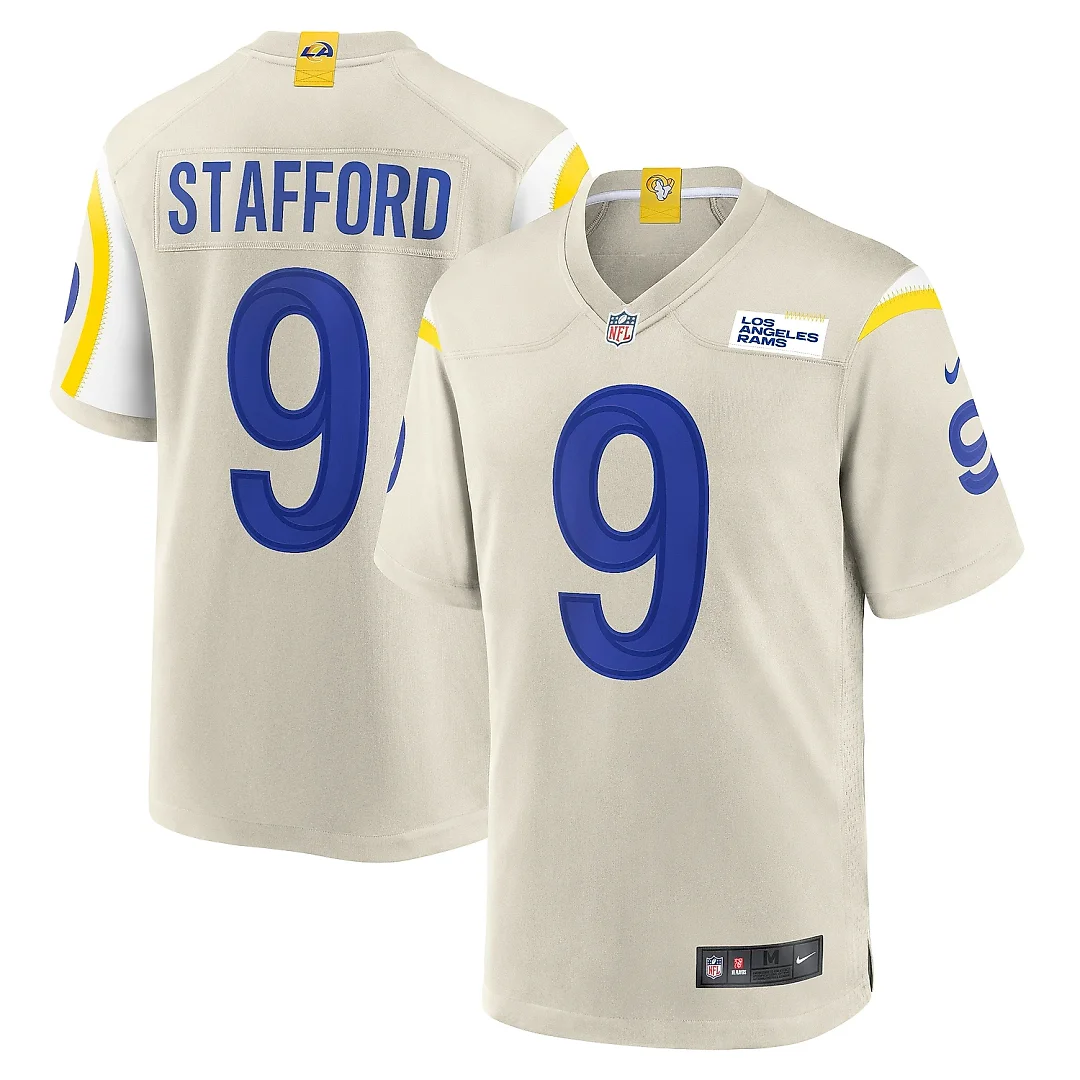 Zennovawear Men's Los Angeles Rams Matthew Stafford Bone Player Game Jersey