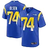 Zennovawear Men's Los Angeles Rams Merlin Olsen Royal Game Retired Player Jersey