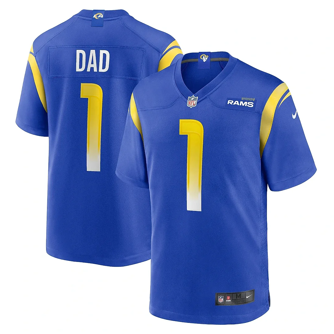 Zennovawear Men's Los Angeles Rams Number 1 Dad Royal Game Jersey