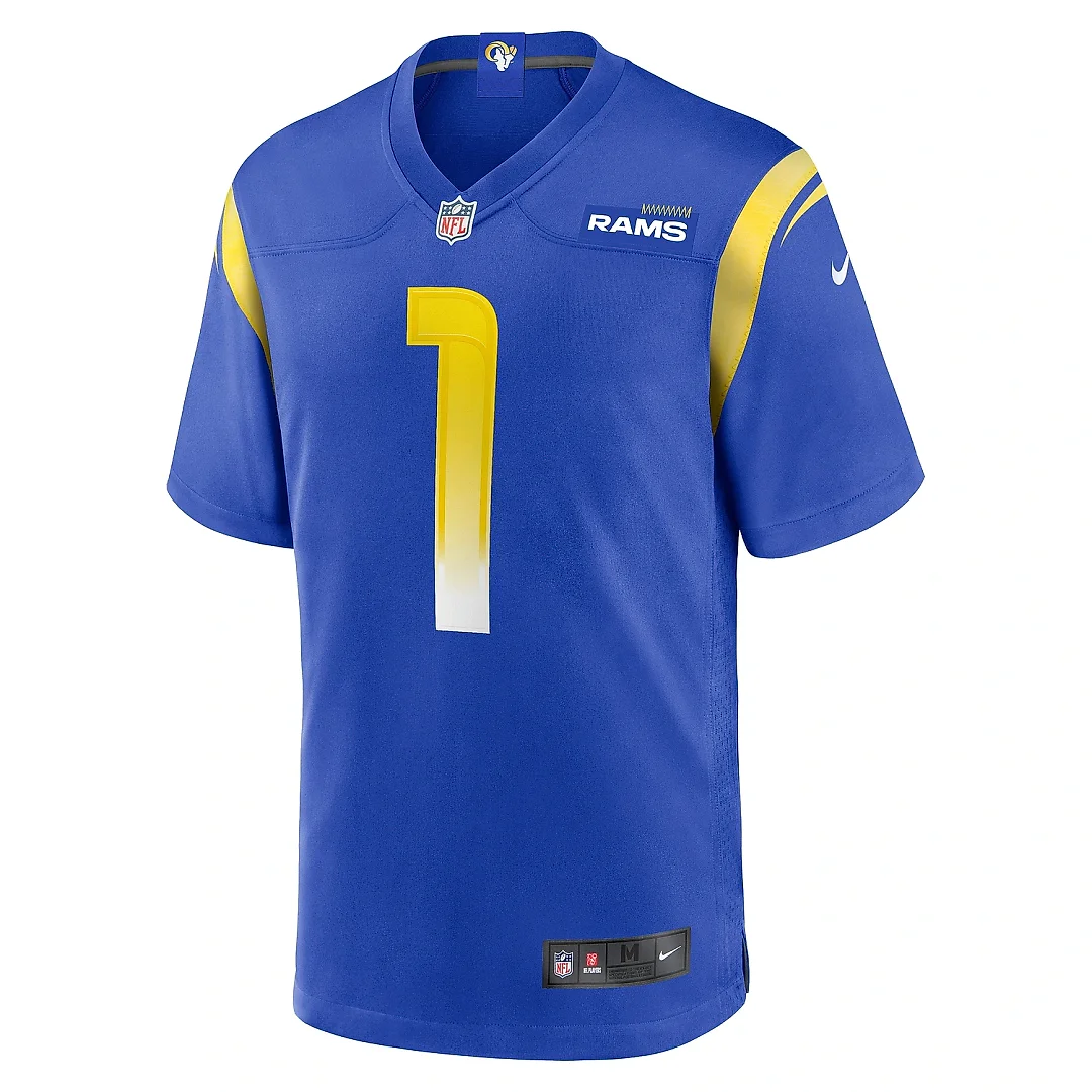 Zennovawear Men's Los Angeles Rams Number 1 Dad Royal Game Jersey