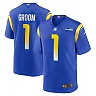 Zennovawear Men's Los Angeles Rams Number 1 Groom Royal Game Jersey