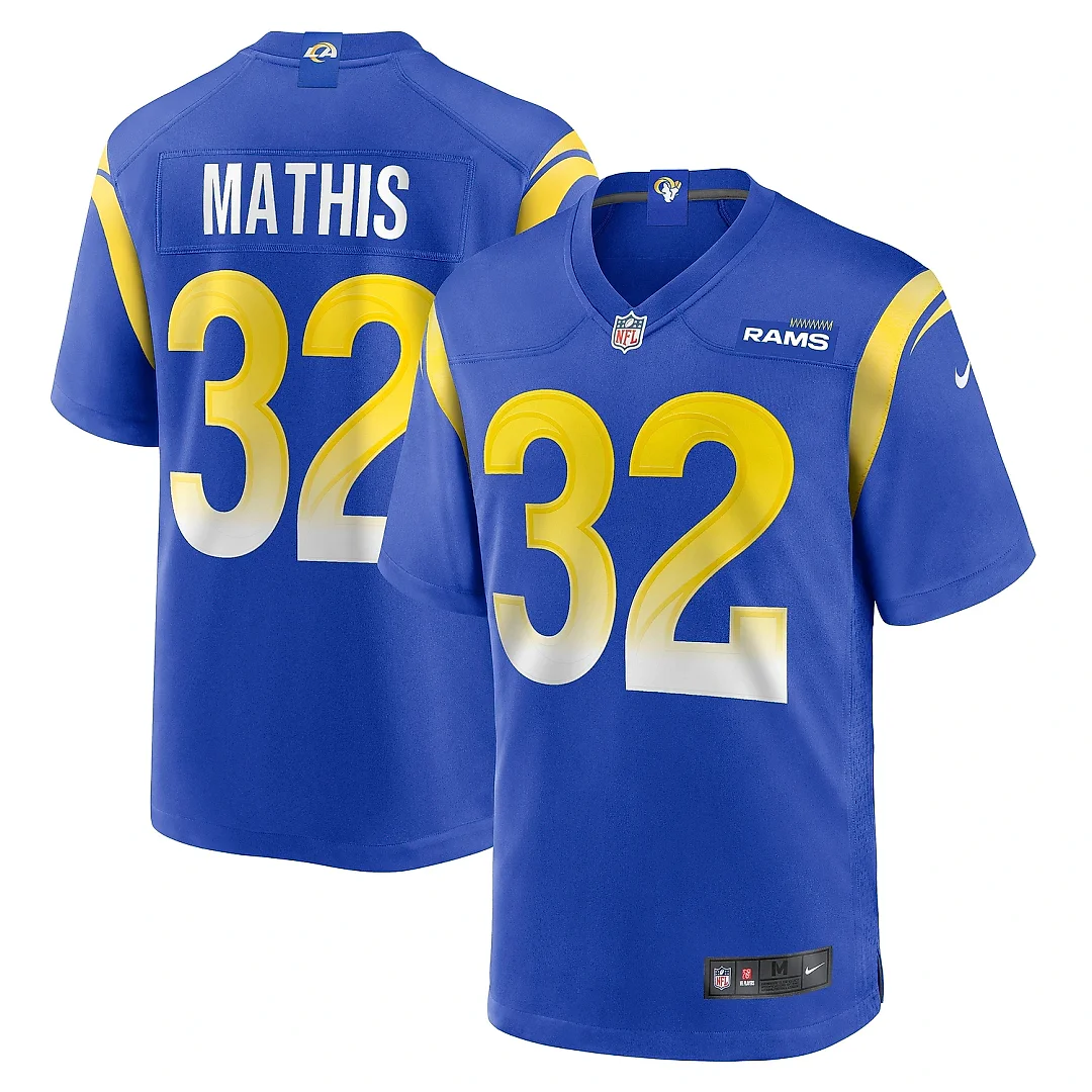Zennovawear Men's Los Angeles Rams Ochaun Mathis Royal Home Game Jersey