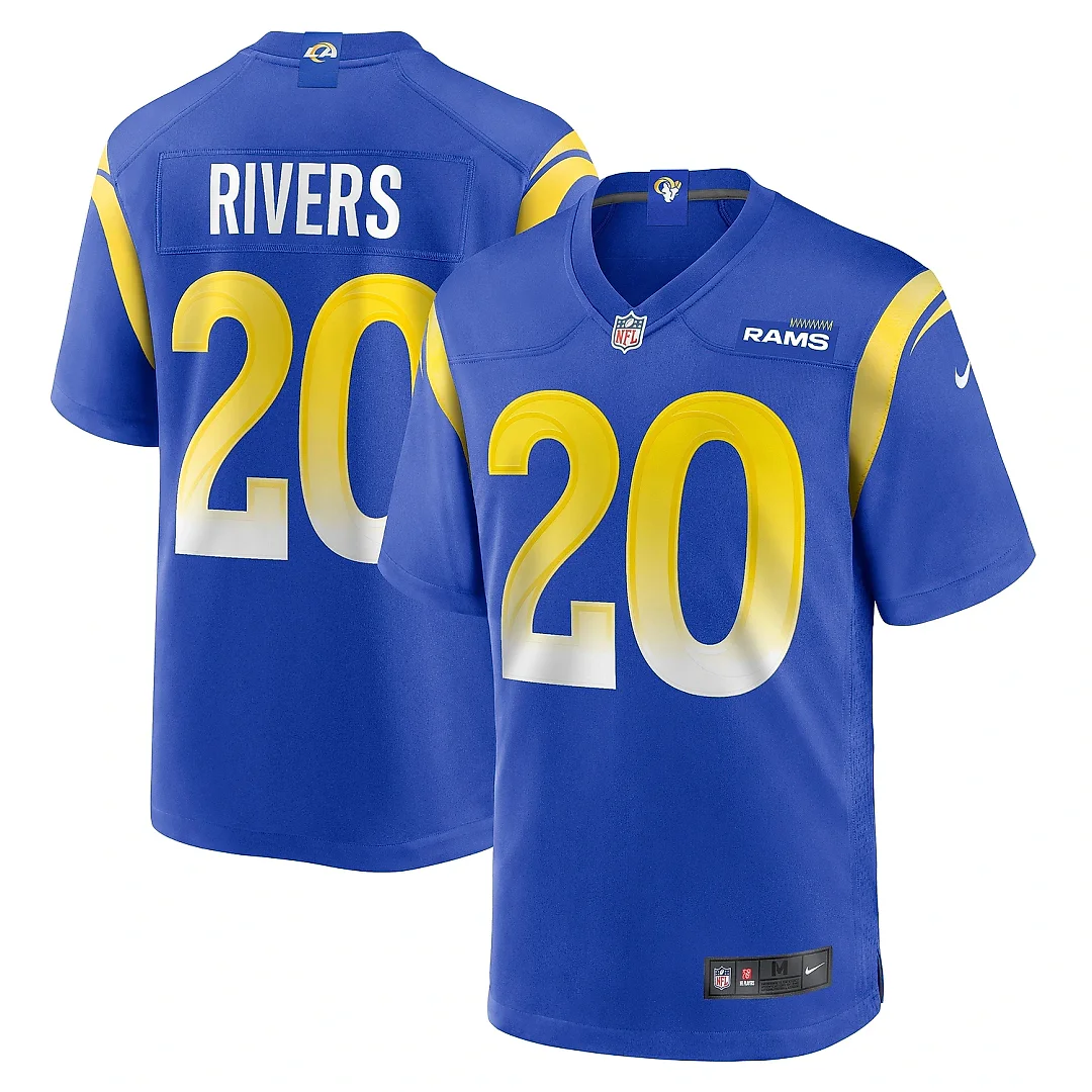 Zennovawear Men's Los Angeles Rams Ronnie Rivers Royal Team Game Jersey