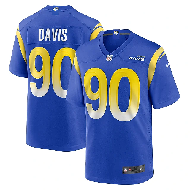 Zennovawear Men's Los Angeles Rams Tyler Davis Royal Team Game Jersey
