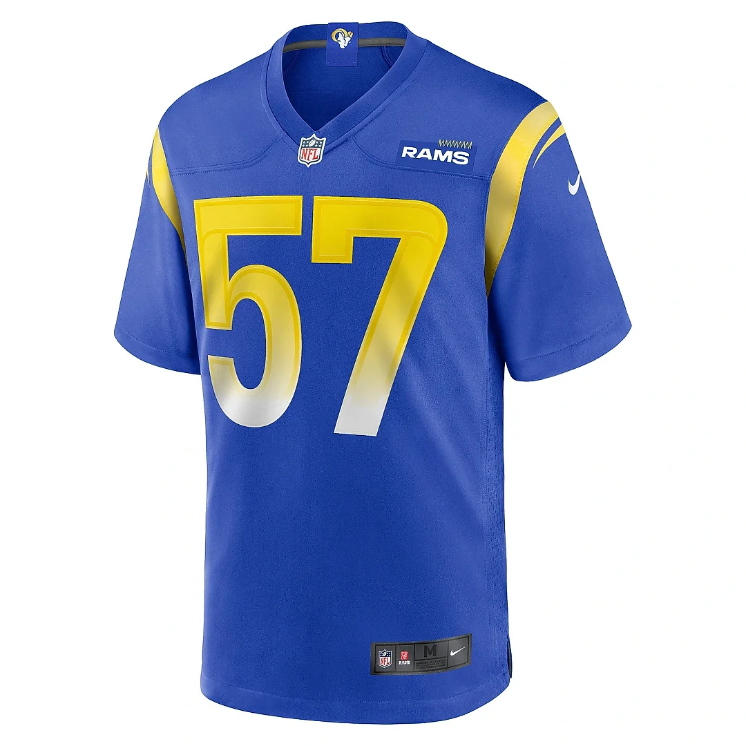 Zennovawear Men's Los Angeles Rams Zachary Thomas Royal Team Game Jersey