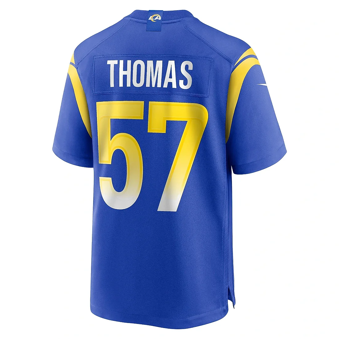 Zennovawear Men's Los Angeles Rams Zachary Thomas Royal Team Game Jersey