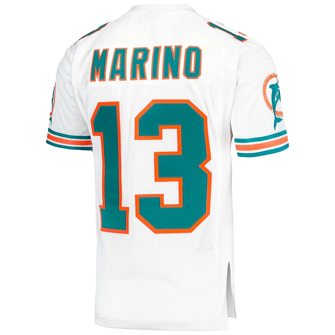 Zennovawear Men's Miami Dolphins 1995 Dan Marino Mitchell & Ness White Throwback Retired Player Pocket Jersey