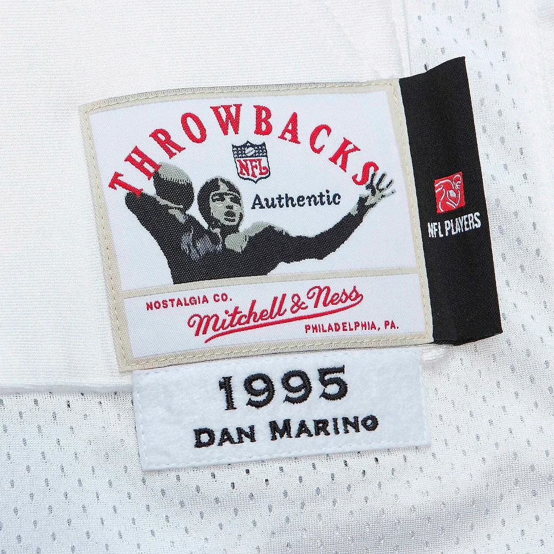 Zennovawear Men's Miami Dolphins 1995 Dan Marino Mitchell & Ness White Throwback Retired Player Pocket Jersey