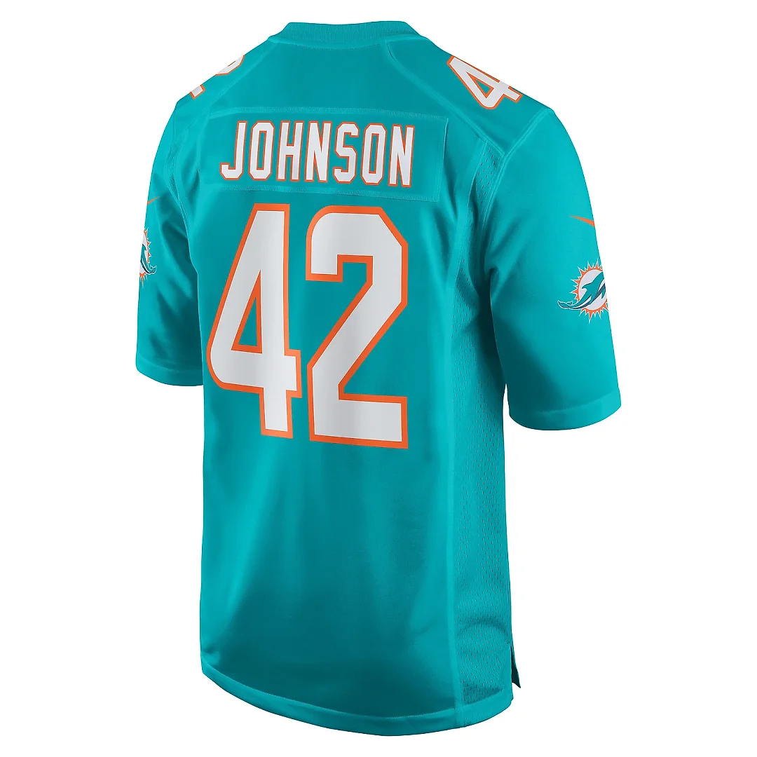Zennovawear Men's Miami Dolphins Alexander Johnson Aqua Game Jersey