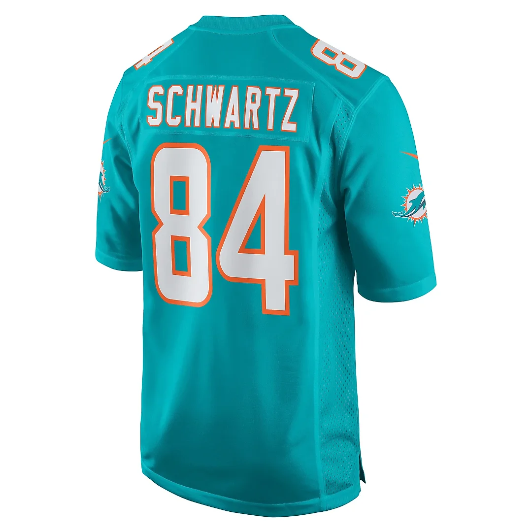Zennovawear Men's Miami Dolphins Anthony Schwartz Aqua Team Game Jersey