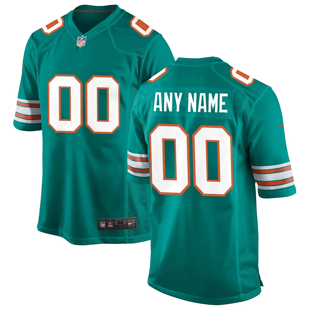 Zennovawear Men's Miami Dolphins Aqua Alternate Custom Game Jersey