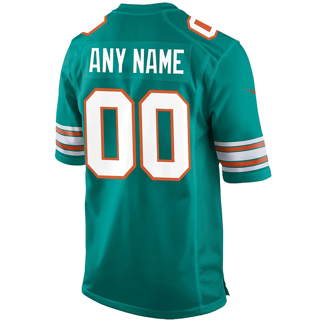 Zennovawear Men's Miami Dolphins Aqua Alternate Custom Game Jersey