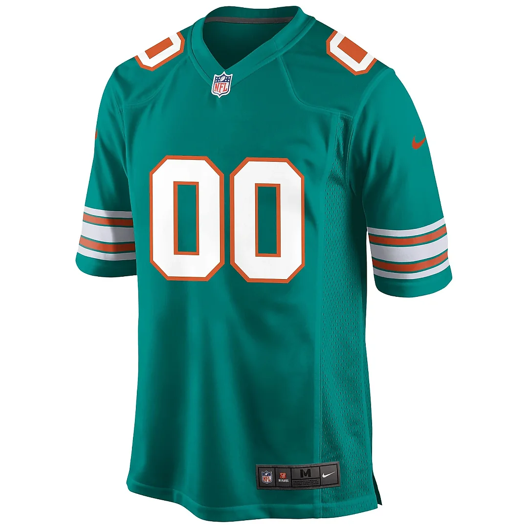 Zennovawear Men's Miami Dolphins Aqua Alternate Custom Game Jersey