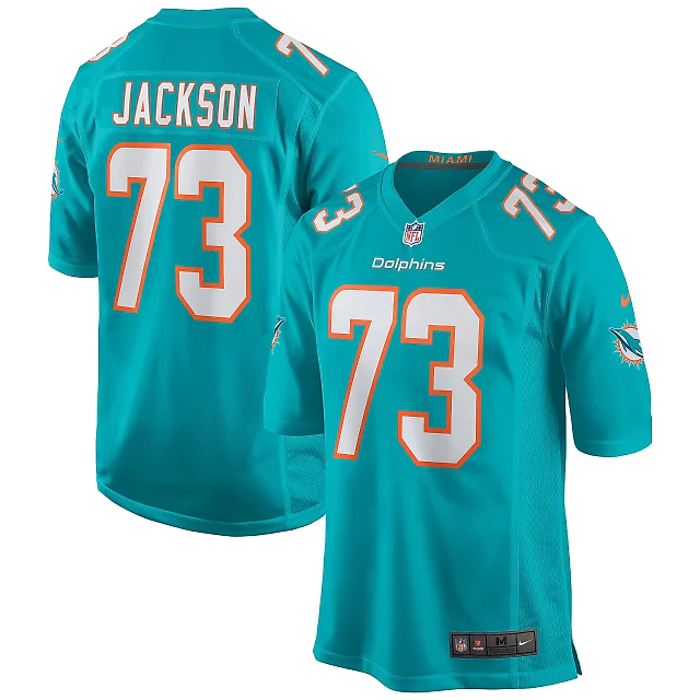 Zennovawear Men's Miami Dolphins Austin Jackson Aqua Player Game Jersey