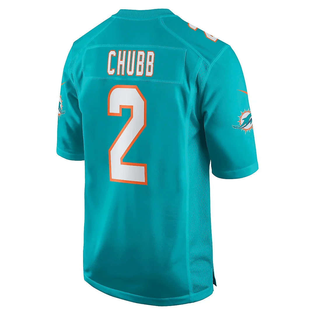 Zennovawear Men's Miami Dolphins Bradley Chubb Aqua Game Player Jersey