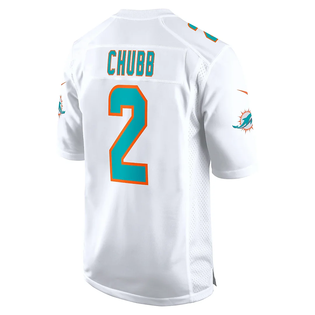 Zennovawear Men's Miami Dolphins Bradley Chubb White Game Player Jersey