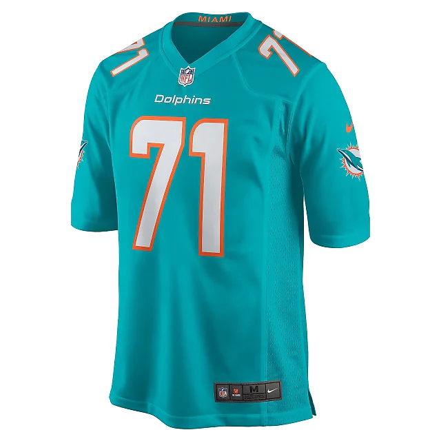 Zennovawear Men's Miami Dolphins Brandon Shell Aqua Home Game Player Jersey