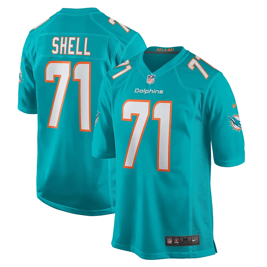 Zennovawear Men's Miami Dolphins Brandon Shell Aqua Home Game Player Jersey