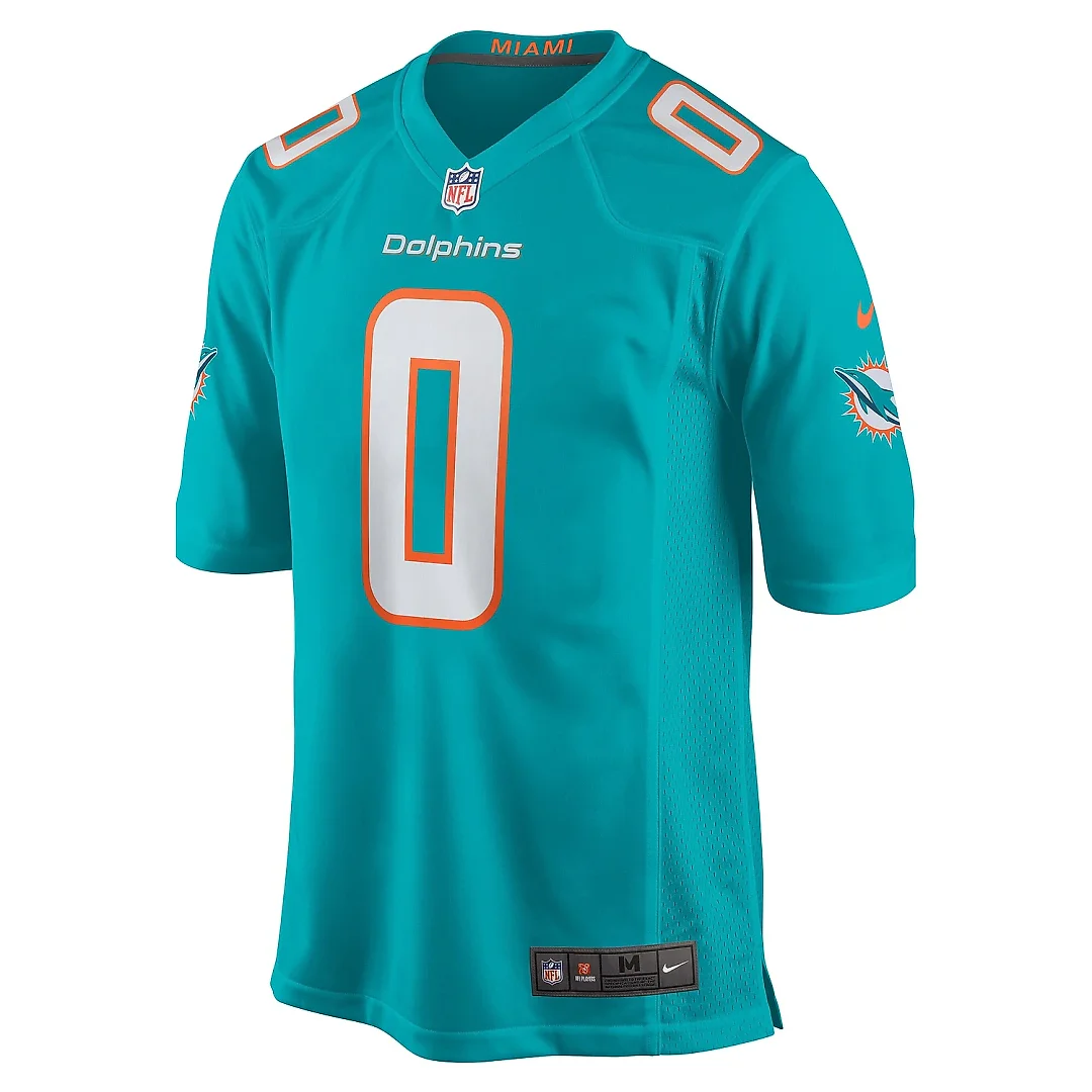 Zennovawear Men's Miami Dolphins Braxton Berrios Aqua Game Jersey