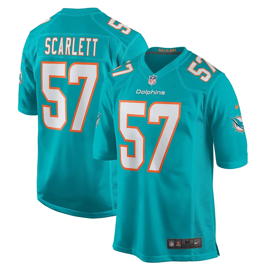 Zennovawear Men's Miami Dolphins Brennan Scarlett Aqua Game Jersey