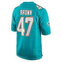 Zennovawear Men's Miami Dolphins Cam Brown Aqua Game Jersey