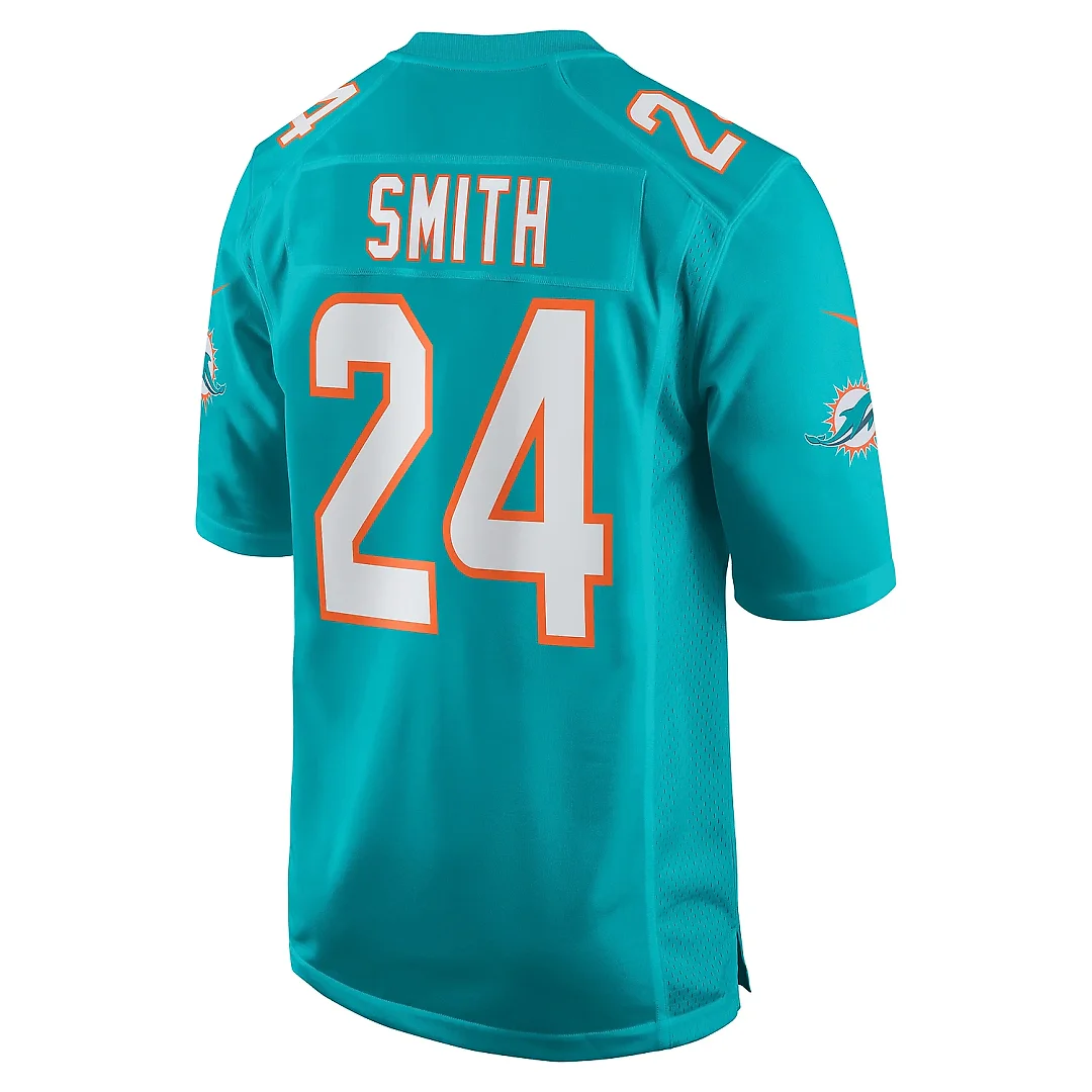 Zennovawear Men's Miami Dolphins Cam Smith Aqua Game Jersey