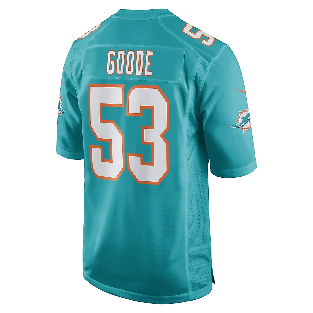 Zennovawear Men's Miami Dolphins Cameron Goode Aqua Game Player Jersey