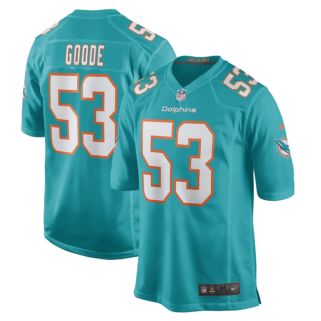 Zennovawear Men's Miami Dolphins Cameron Goode Aqua Game Player Jersey