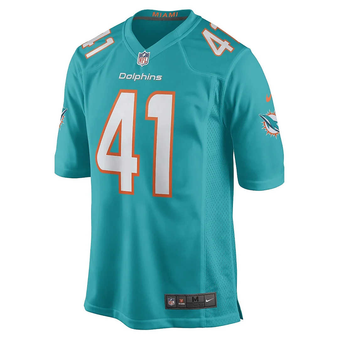 Zennovawear Men's Miami Dolphins Channing Tindall Aqua Game Player Jersey