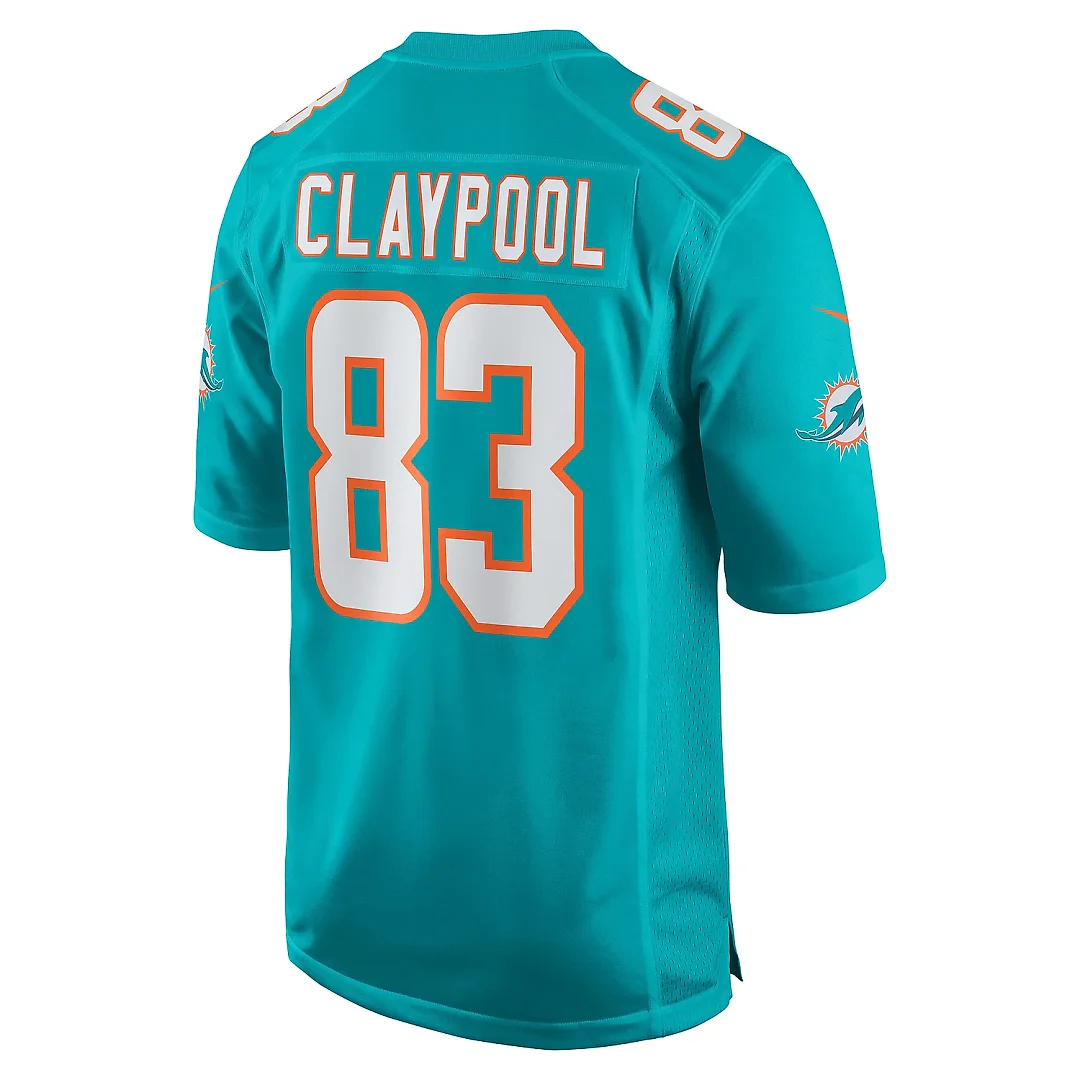 Zennovawear Men's Miami Dolphins Chase Claypool Aqua Game Jersey