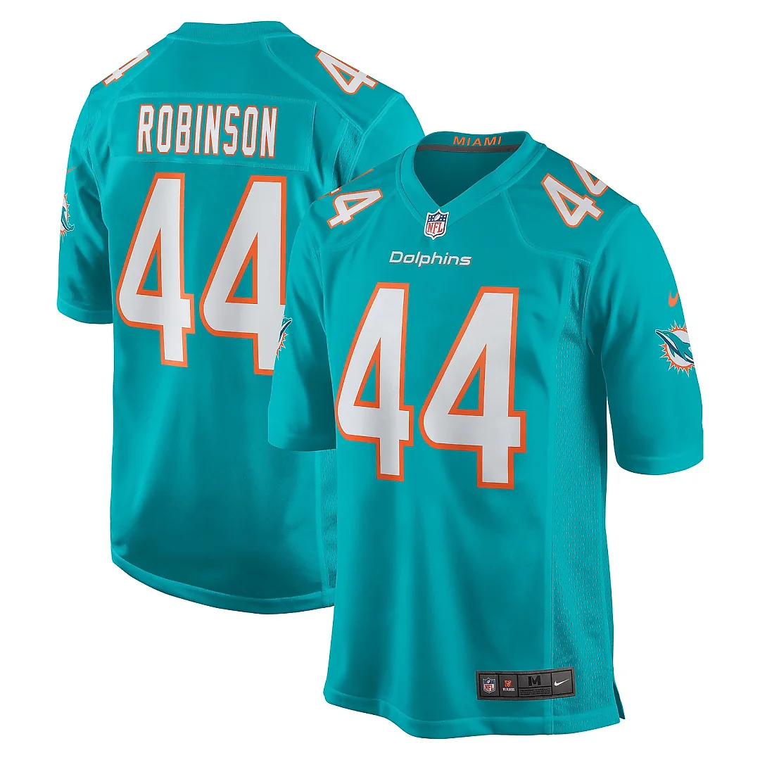 Zennovawear Men's Miami Dolphins Chop Robinson Aqua Player Game Jersey