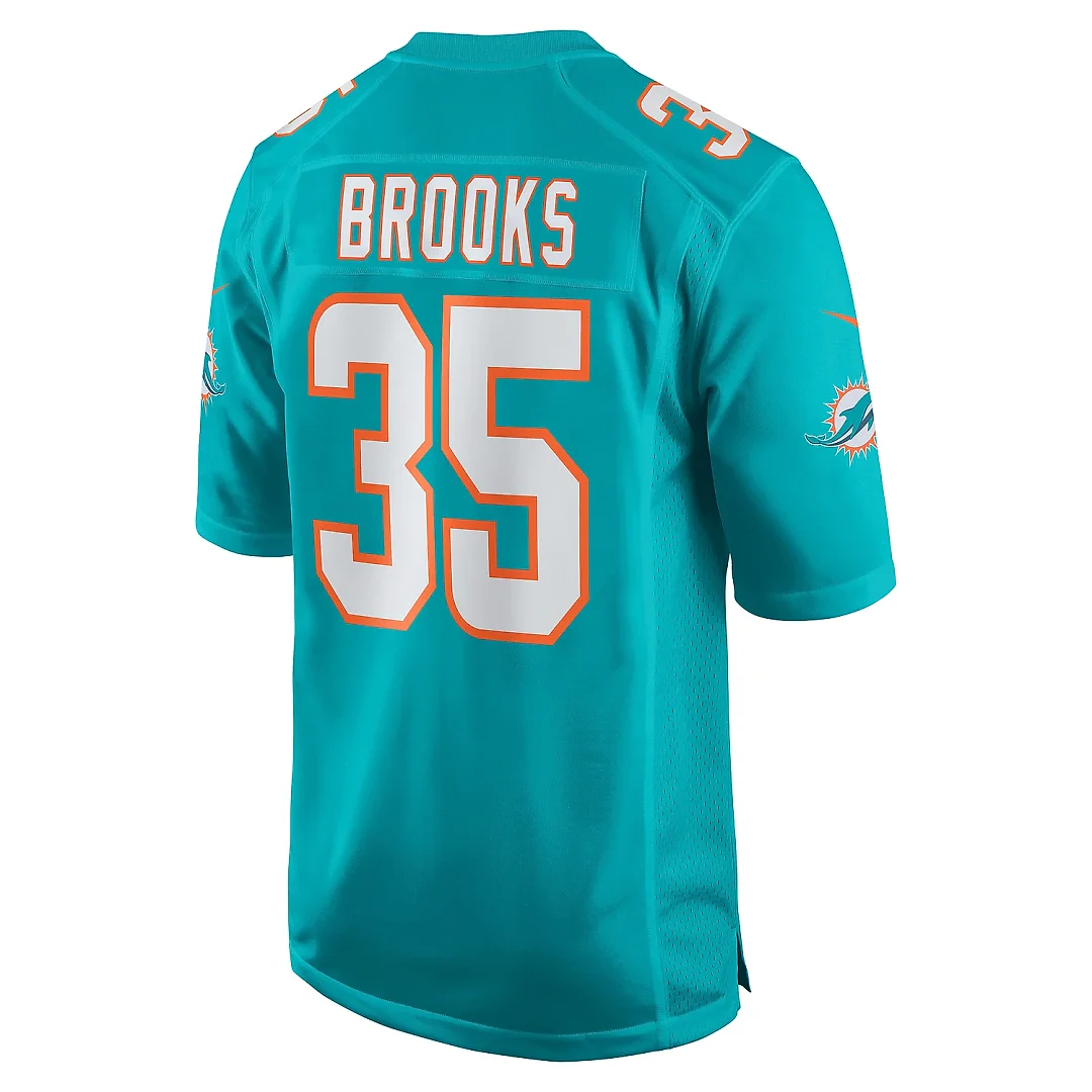 Zennovawear Men's Miami Dolphins Christopher Brooks Aqua Team Game Jersey