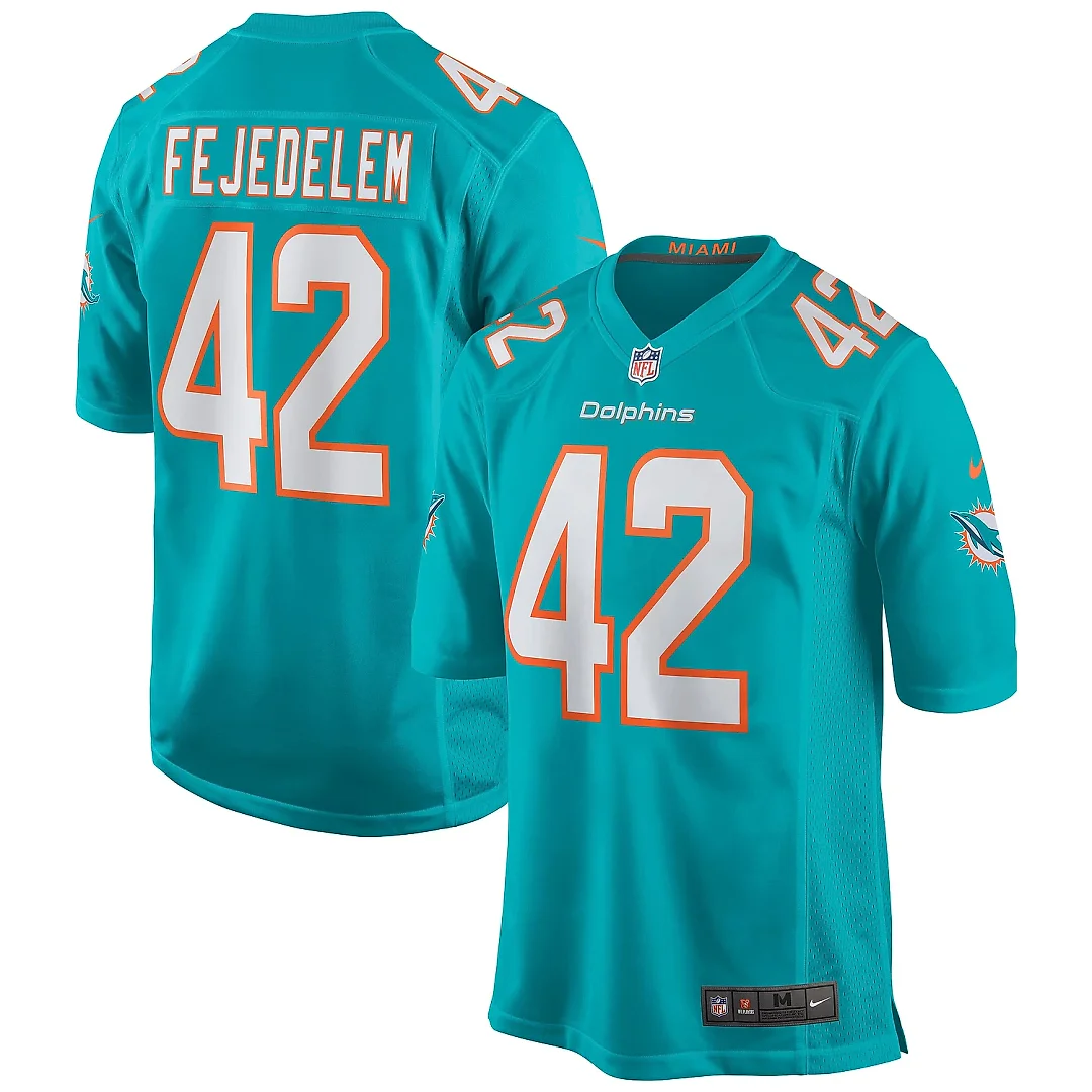 Zennovawear Men's Miami Dolphins Clayton Fejedelem Aqua Game Jersey